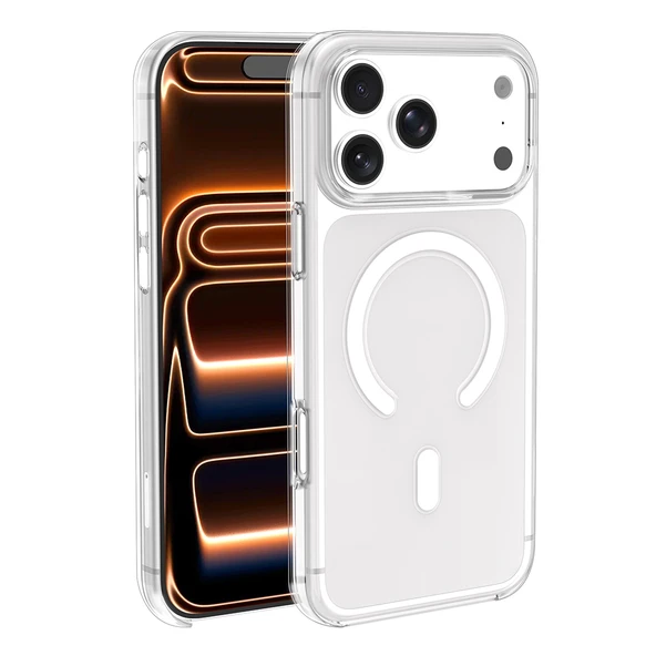 iPhone 17 Pro Max Kılıf Wireless Şarj Özellikli Şeffaf Orjin Kapak - Resim 4