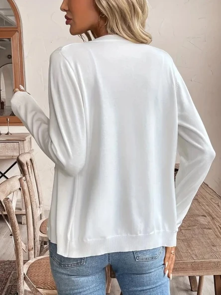 MDB Kadın Uzun Kollu önden Düğmeli Triko Ceket - Resim 3