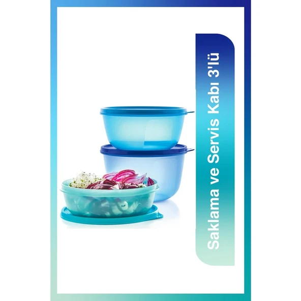 Tupperware Saklama ve Servis Kabı 3'lü Set 1L 1.5L 2L Kapasiteli Sızdırmaz ve Dokulu ürün görseli 1