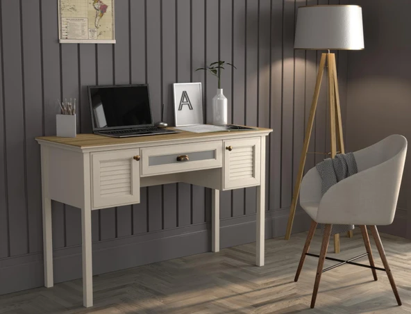 Valena Çalışma Masası 2 Dolap 1 Çekmeceli Panjur Kapaklı MDF Profil Ayaklı 132 Cm ürün görseli