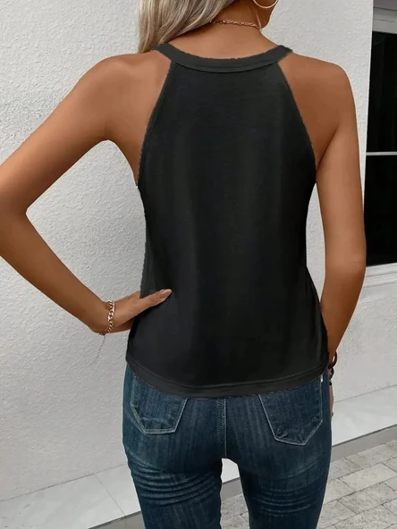 MDB Kadın Omuzlardan Açık Boyundan Askılı Kalp Baskılı Viskon Bluz - Resim 4