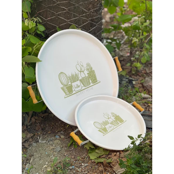 İkili Yuvarlak Sunum Tepsisi Seti - Resim 2