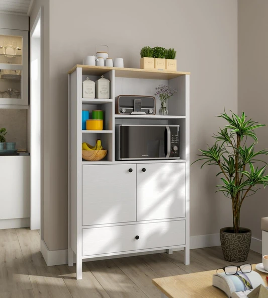 Lumera Fırın Dolabı Erzak Dolabı Çok Amaçlı Dolap Airfry Dolabı 2 Kapaklı 1 Çekmeceli 93 Cm Minifixli ürün görseli