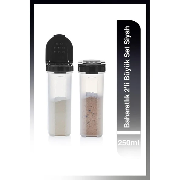 Tupperware Baharatlık 2'li Büyük Set 250ml Siyah ürün görseli 1
