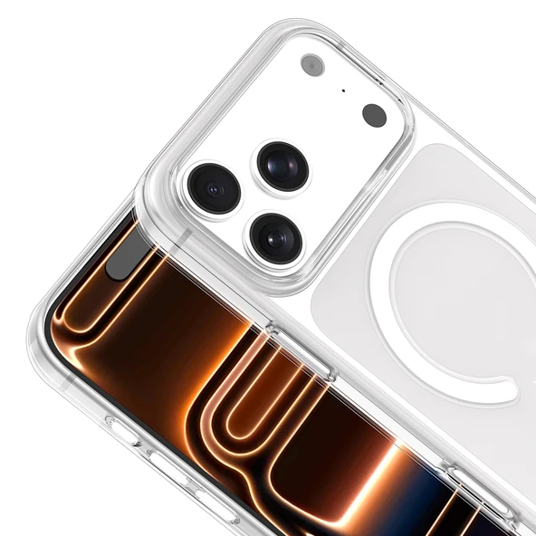 iPhone 17 Pro Max Kılıf Wireless Şarj Özellikli Şeffaf Orjin Kapak - Resim 3