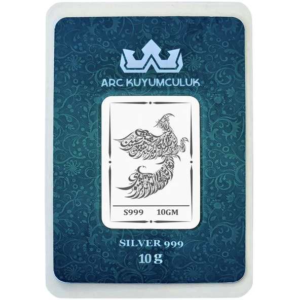 Hediyeye Özel 10 Gram Tavus Kuşu Temalı 999 Ayar Gümüş ile Üretilmiş Gümüş Külçesi-730 ürün görseli