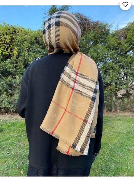 Kaşmir Kışlık(Kalın) Burberry Desen Şık Şal - Resim 5