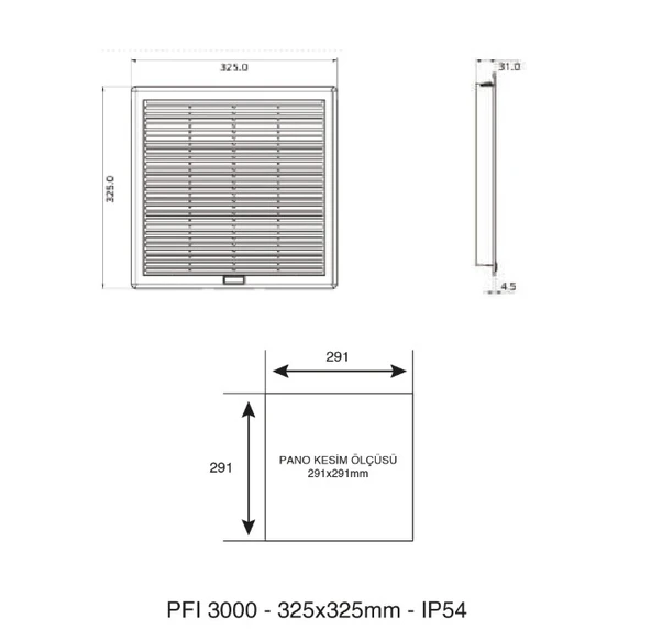 Plastim Filtreli Fan Menfezi 325x325 mm IP54 - Resim 4