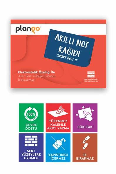 Elektrostatik Akıllı Not Kağıdı Yapışkansız Post-it 7x10cm 8'li PAKET - Resim 5