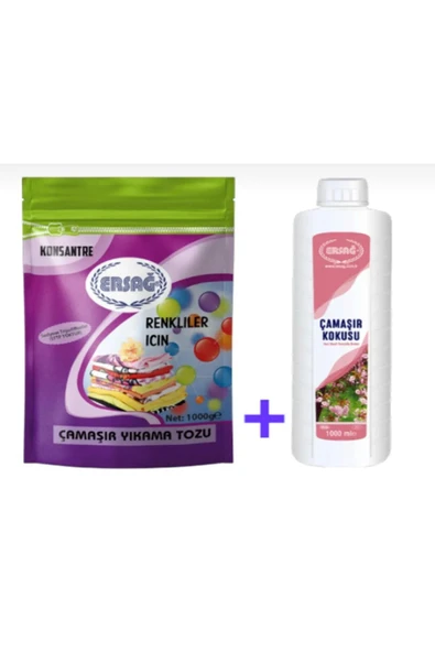 Ersağ Çamaşır Kokusu 1000ml + Renkliler İçin Çamaşır Yıkama Tozu 1000gr ürün görseli