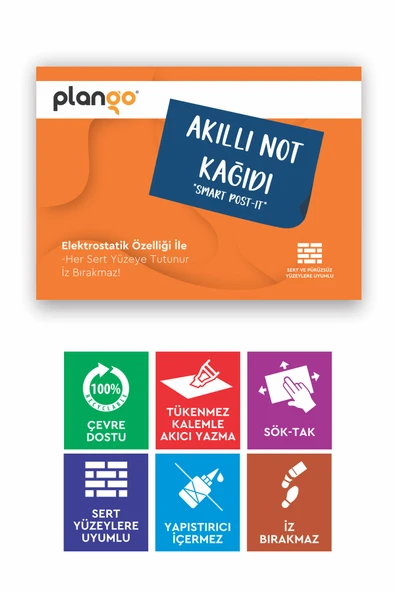 Elektrostatik Akıllı Not Kağıdı Yapışkansız Post-it 7x10cm 8'li PAKET - Resim 10