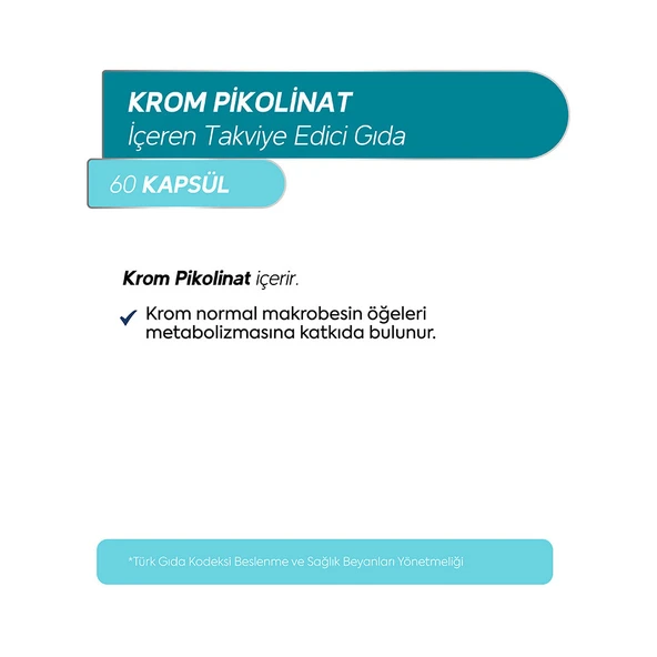Krom Pikolinat 60 Kapsül Takviye Edici Gıda 600mg - Resim 2