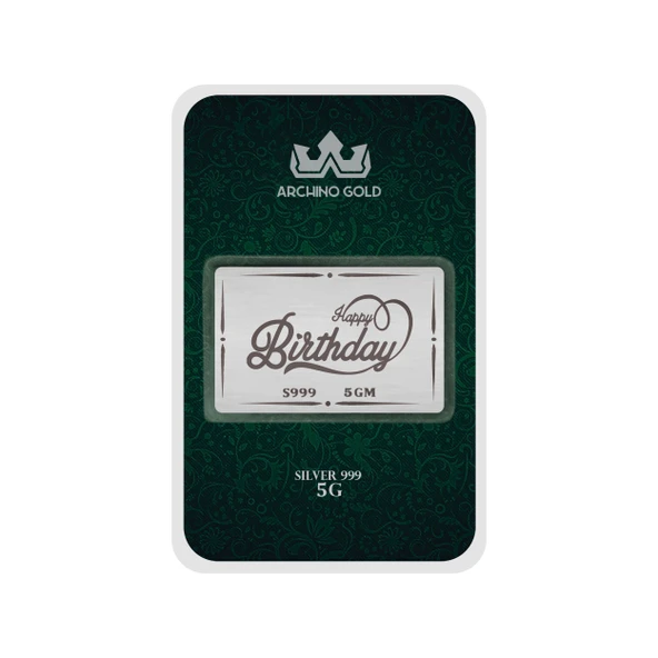 İyi Ki Doğdun Temalı 999 Ayar Gümüş ile Tasarlanmış Hediyeye Özel 5 Gram Gümüş Külçesi-726 ürün görseli