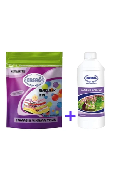 Ersağ Çamaşır Kokusu 500 Ml + Renkliler İçin Çamaşır Yıkama Tozu 1000gr ürün görseli