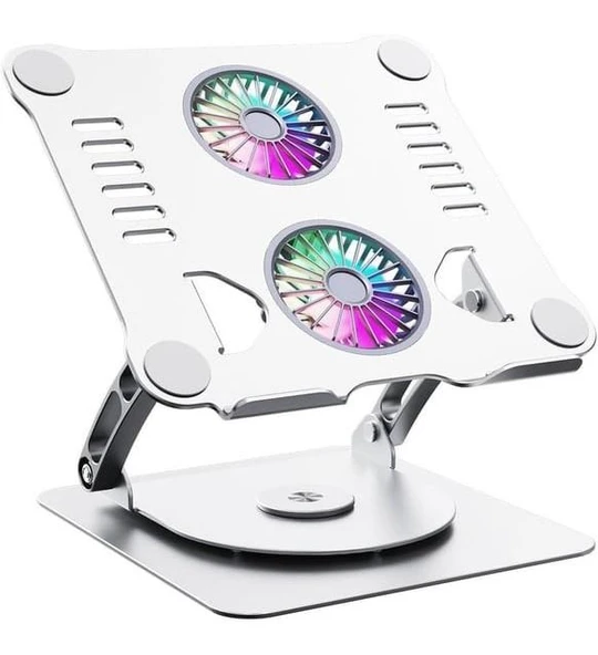 Çift Fanlı Ayarlanabilir Metal Laptop Standı (360 Derece Dönebilen) ürün görseli