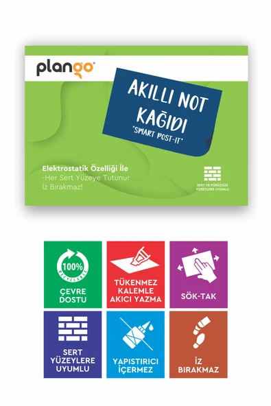 Elektrostatik Akıllı Not Kağıdı Yapışkansız Post-it 7x10cm 8'li PAKET - Resim 11