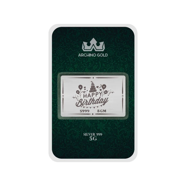 İyi Ki Doğdun Temalı Hediyeye Özel 5 Gram 999 Ayar Gümüş ile Tasarlanmış Gümüş Külçesi-725 ürün görseli