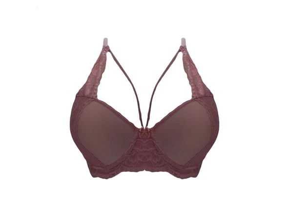 Liza 1025 Balenli Destekli Yarı Dantelli Çapraz Askılı Sütyen - Resim 3