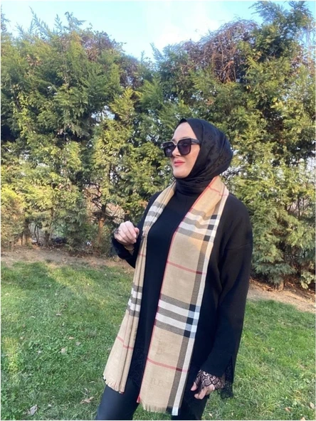 Kaşmir Kışlık(Kalın) Burberry Desen Şık Şal - Resim 4