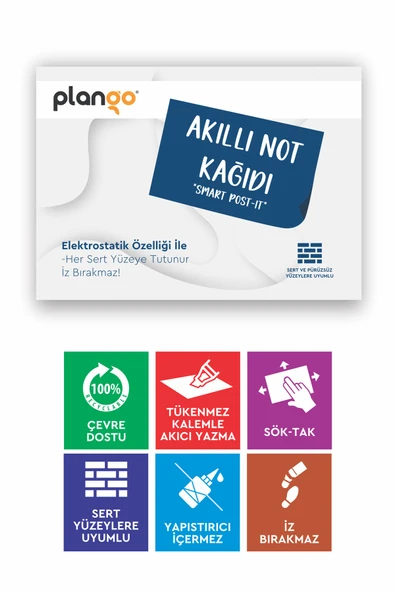 Elektrostatik Akıllı Not Kağıdı Yapışkansız Post-it 7x10cm 8'li PAKET - Resim 4