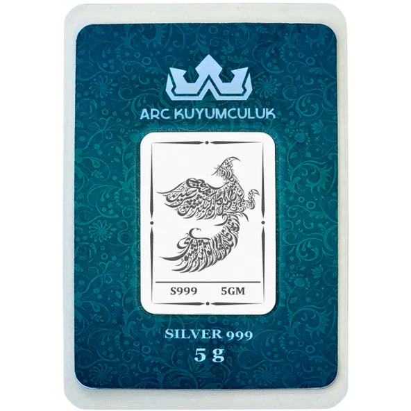 Tavus Kuşu Temalı 999 Ayar Gümüş ile Tasarlanmış Hediyeye Özel 5 Gram Gümüş Külçesi-730 ürün görseli