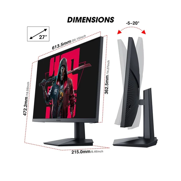 Koorui 1ms 240Hz 27" 1920X1080 FHD Gaming Monitör GN02 - Resim 3