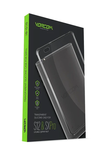 Vorcom S12 ve SXPro Tablet Uyumlu Şeffaf Kılıf ürün görseli