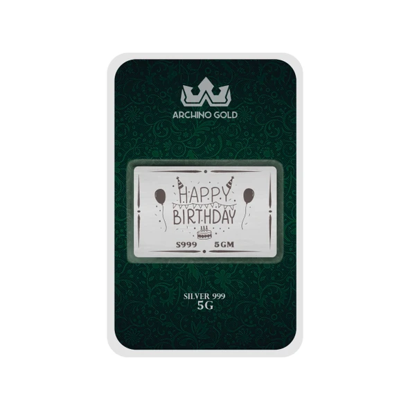 İyi Ki Doğdun Temalı 999 Ayar Gümüş ile Tasarlanmış Hediyeye Özel 5 Gram Gümüş Külçesi-728 ürün görseli