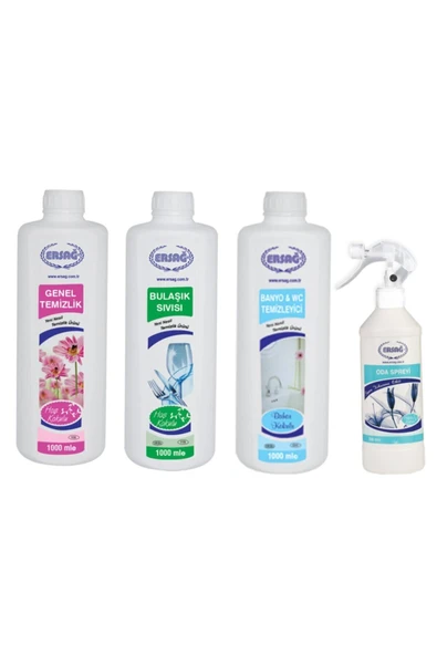 Ersağ Bulaşık Sıvısı Genel Temizlik Banyo Wc Temizleyici Ve Anti Sigara Oda Spreyi ürün görseli