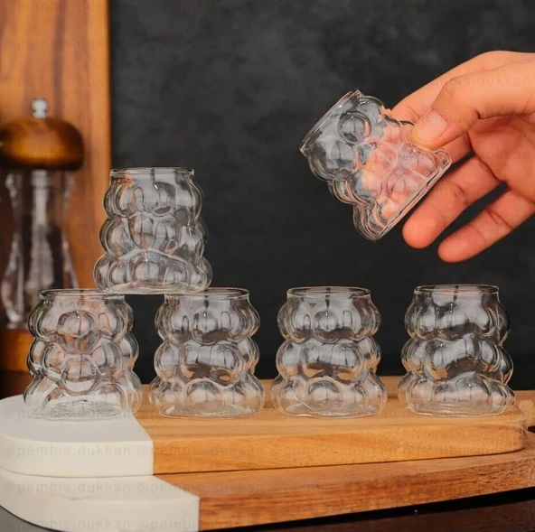 Kapris Boncuk Kahve Yanı Bardak 6'lı Mini Üzüm Bardak 75 ml 8528 - Resim 2