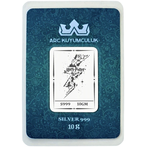 999 Ayar Gümüş ile Üretilmiş Harry Poter Temalı Hediyeye Özel 10 Gram Gümüş Külçesi-729 ürün görseli