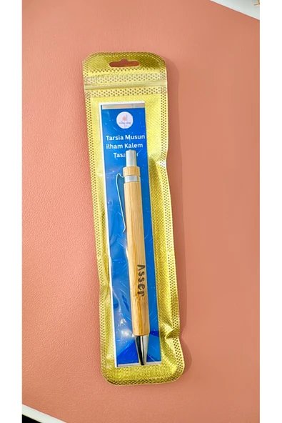 Tarsia Muse Kişiye Özel Doğal Bambu Kalem – Siyah tükenmez kalem - Resim 2
