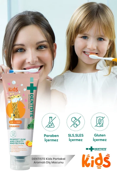 Dentiste Kids Florürsüz Portakal Aromalı Diş Macunu 1-6 Yaş - Resim 4