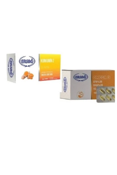 Ersağ Omega 3 ve Kurkumin Z ikisi bir arada ürün görseli