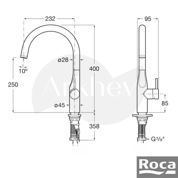 Roca Glera Döner Kuğu Borulu Eviye/Mutfak Bataryası - Krom / Cold Start A5A844DC00 - Resim 3