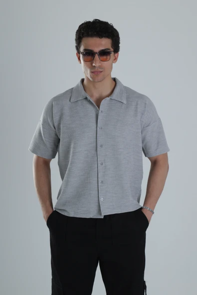 Erkek Gri Gofre Gömlek COC1152 ürün görseli