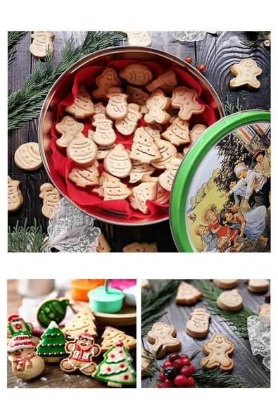 Yılbaşı Desenli Basmalı Adam Çam Ağacı Kurabiye Kalıbı Şekilli Yeni Yıl Hamur Kesici Aparat - Resim 3