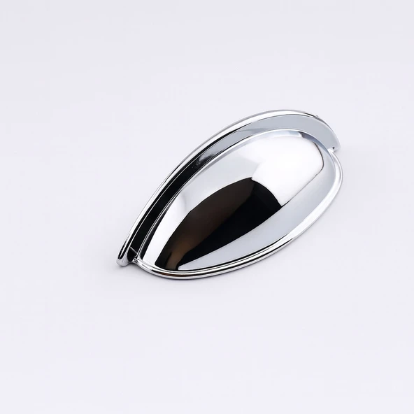 Mobilya Çekmece Dolap Kapak Kulpu Modern Mutfak Kulpları Kulp 64 mm Krom Gümüş Renk Metal - Resim 2