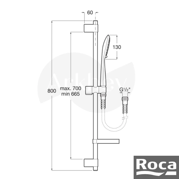 Roca Sensum Square Sürgülü El Duşu Seti - Krom / 4 Fonksiyonlu A5B1408C00 - Resim 3