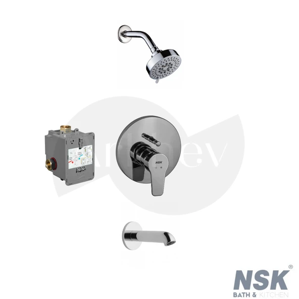 NSK Ankastre Banyo Batarya Seti - Krom / İç Set Sıva Altı Grubu Dahil ARKHEV0025 ürün görseli