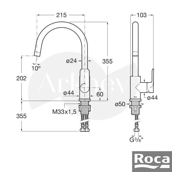 Roca Cala Döner Kuğu Borulu Eviye/Mutfak Bataryası - Krom / Cold Start A5A846EC00 - Resim 2
