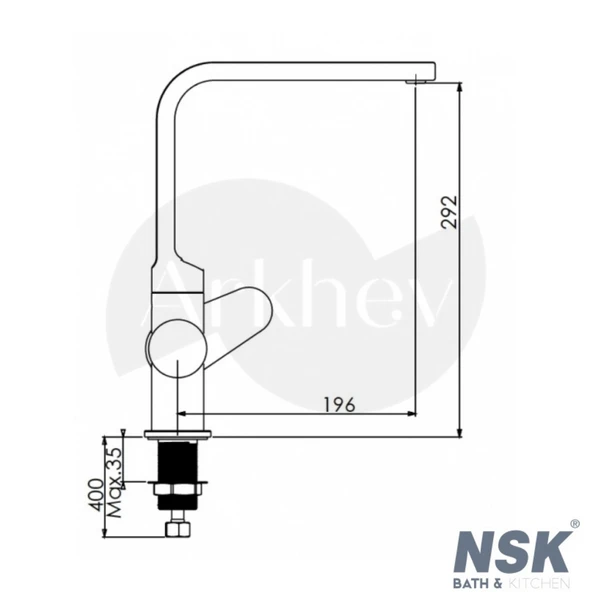 NSK Alora Pro Döner "L" Borulu Eviye Bataryası - PVD Altın / Döküm Boru N3062219 - Resim 2