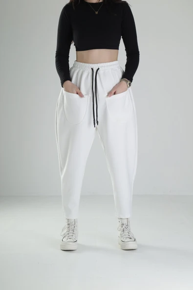 Önden Cepli Ekru Baget Pantolon COC2069 ürün görseli 1