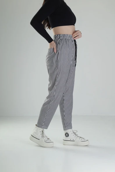 Bürümcük Kumaş Çizgili Baget Pantolon COC2475 - Resim 3