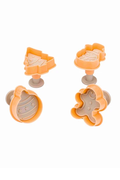 Yılbaşı Desenli Basmalı Adam Çam Ağacı Kurabiye Kalıbı Şekilli Yeni Yıl Hamur Kesici Aparat - Resim 2