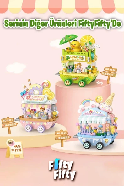 Loz Micro Block Serisi Limonata Arabası 310 Parça Oyuncak Yapım Seti FFLZ-8856 - Resim 3