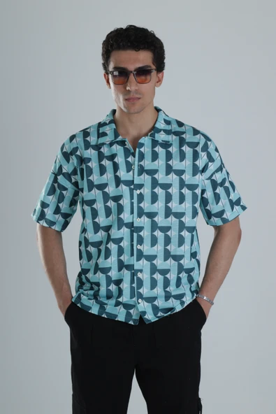Erkek Küre Desenli Hawai Gömlek COC1159 ürün görseli