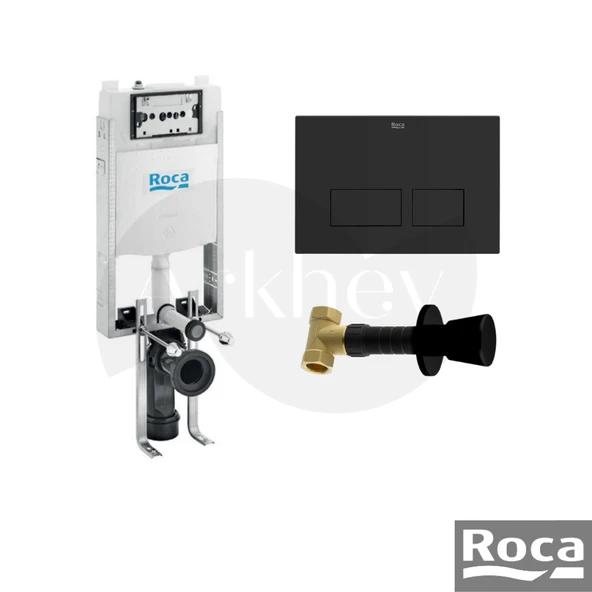 Roca Yuvarlak Stop Valf + AC4 Basma Butonlu + Active One Gömme Rezervuar Seti - Mat Siyah A89P060120 ürün görseli