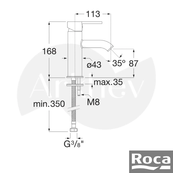 Roca Carelia Lavabo Bataryası - Mat Siyah A5A328ANBK - Resim 2