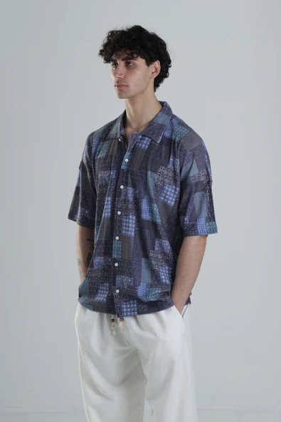 Bürümcük Kumaş Desenli Gömlek COC2476 - Resim 3